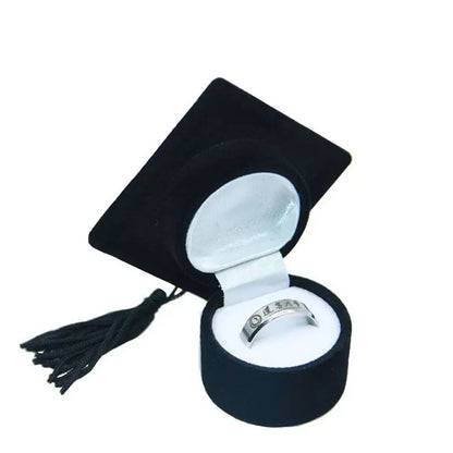 Velvet Ring Box with Graduation Cap Design – Jewelry Packaging for Wedding, Engagement, Earrings & Graduation Gift Organizer