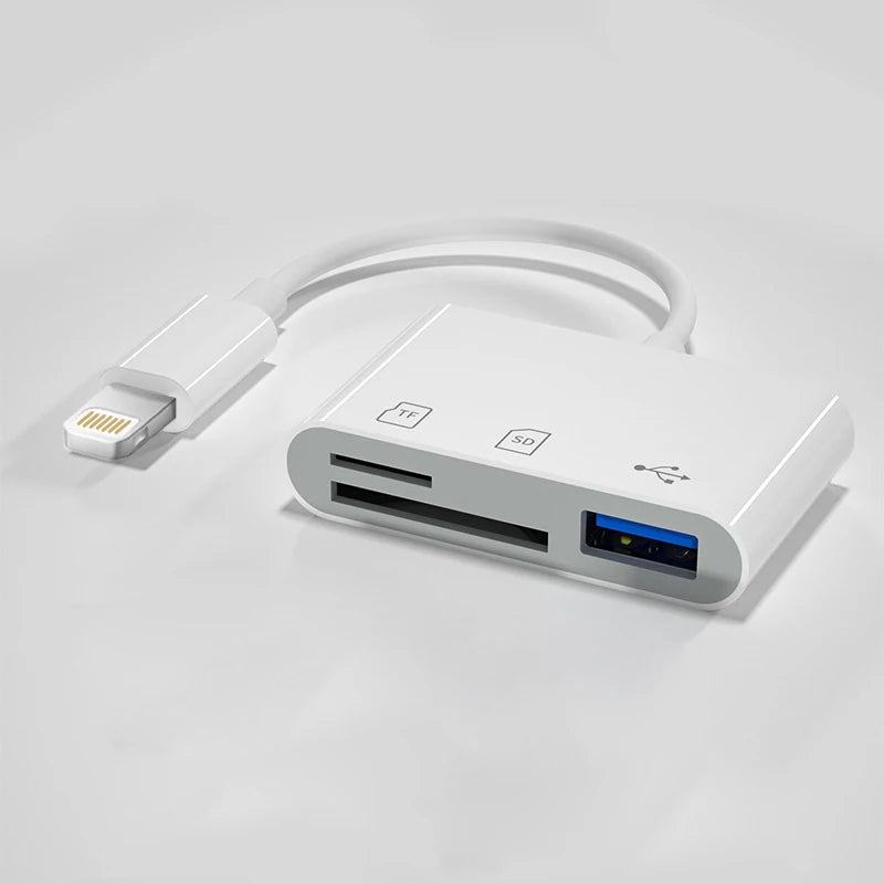 5-in-1 SD Card Reader USB Hub – USB 3.0 Type-C OTG Adapter for iPhone, iPad, MacBook, SD & TF Memory Cards