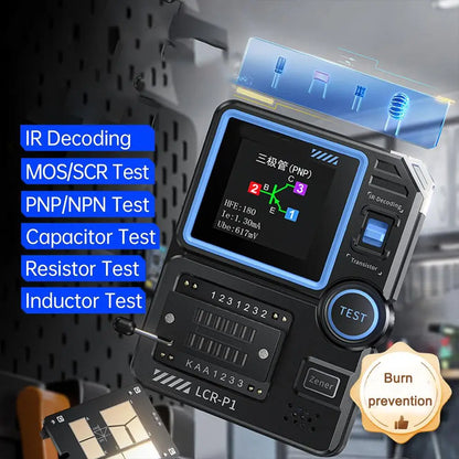 LCR-P1 Transistor Tester – Multifunctional Diode, Triode, MOSFET, Capacitance & Resistance Meter Tool