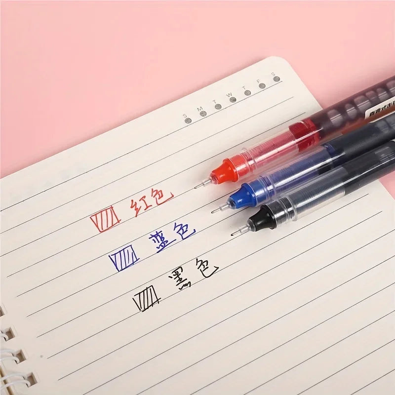 10pcs Needle Tip Gel Pens - High Quality Liquid Ink Ballpoint Pens for School Office Writing & Kawaii Stationery