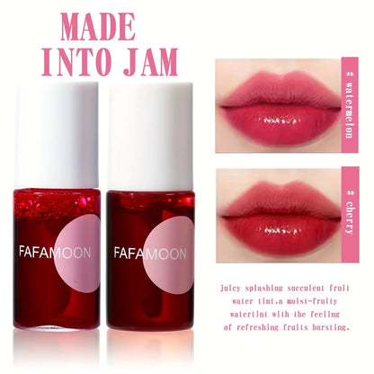 4-Color Fruity Lip Tint – Moisturizing, Waterproof, High-Pigment Liquid Lip Gloss, Non-Stick & Long-Lasting
