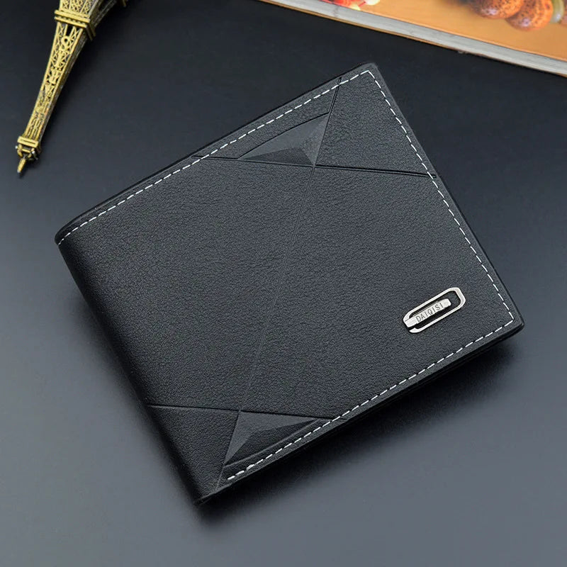 Men’s Slim Short Bifold Faux Leather Wallet – Credit Card & ID Holder Business Billfold Clutch Purse for Everyday Use