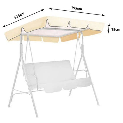 Outdoor Swing Canopy Cover - UV Waterproof 3 Seater Chair Top Replacement Shade for Patio, Yard & Hammock Seats