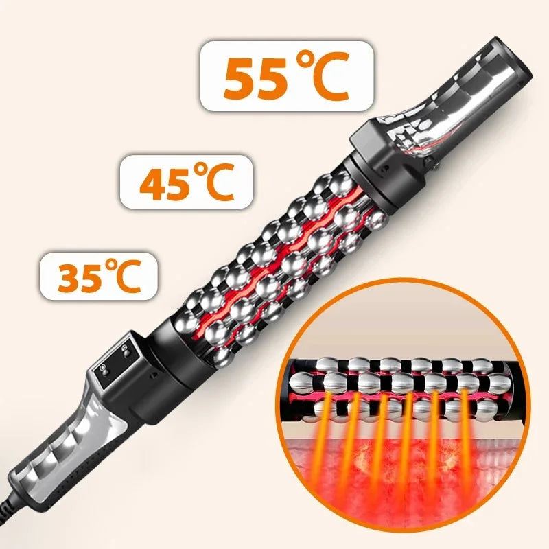 36W Red Light Heated Massage Device - 360° Rotating Roll Massager for Body & Anti-Cellulite Treatment