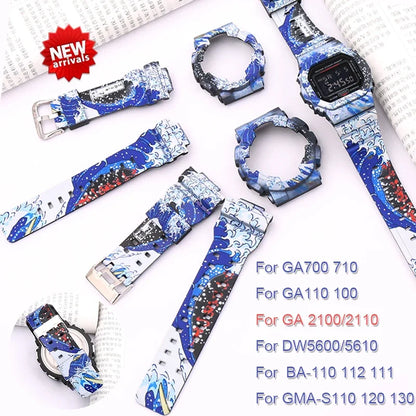 All-in-One Rubber Strap Case for G-Shock GA2100, GA2110, DW5600, 5610, GA-110 & BA-110 – High Quality Replacement Band & Bezel