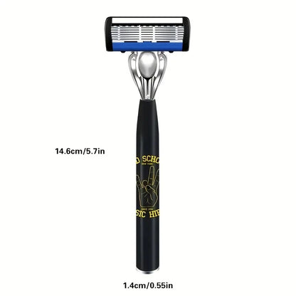 Classic 6-Layer Manual Razor Set – 1 Handle with 12/18 Stainless Steel Replacement Blades for Daily Face Shaving