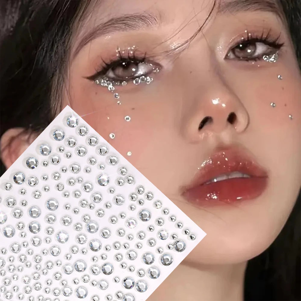 3D Holographic Teardrop Rhinestone Stickers - Self-Adhesive Crystal Diamond Face, Eye & Hair Decoration Tattoos