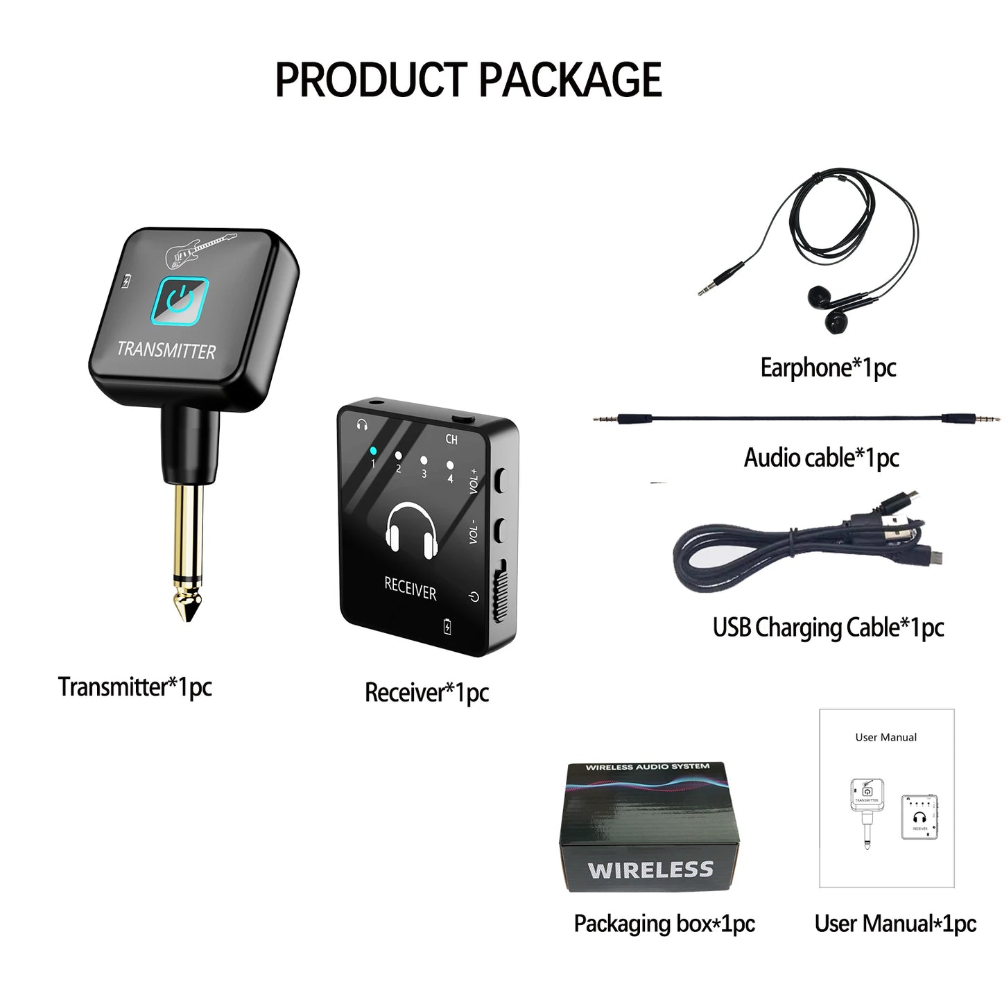 Wireless IEM In-Ear Monitoring System - Transmitter & Lavalier Receiver for Band Rehearsals