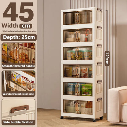 Installation-Free Foldable Storage Cabinet – Plastic Organizer for Kids’ Clothes & Snacks