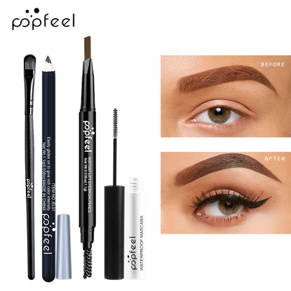 POPFEEL Complete Eye Makeup Set – Eyeshadow Palette, Eyeliner, Mascara & Eyebrow Pencil with Makeup Tools Gift Box for Women