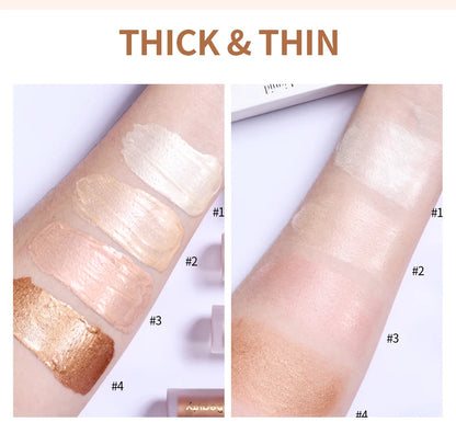 4-Color Liquid Face Highlighter — Bronzer & Contour Shimmer Makeup
