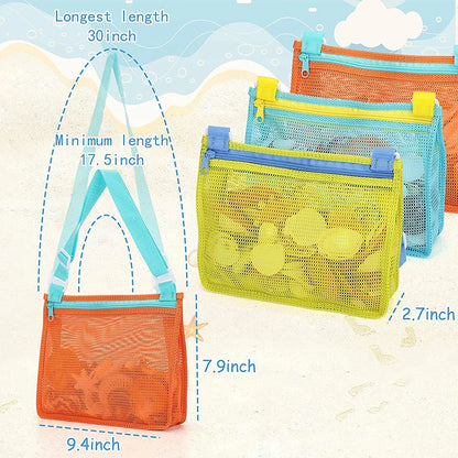 Beach Toy Mesh Bag - Kids Shell Storage Bag for Beach Toys - Seashell Bag, Mesh Pool Bag, Sand Toys, Swimming Accessories for Boys and Girls