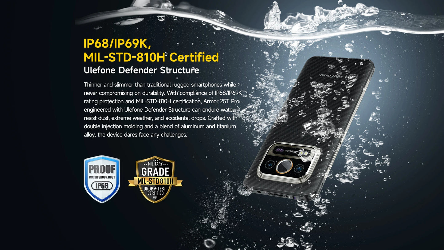 Ulefone Armor 25T Pro 5G Rugged Smartphone – Thermal Imaging, Night Vision, Android 14, 64MP Camera, NFC, Waterproof, 33W Charging