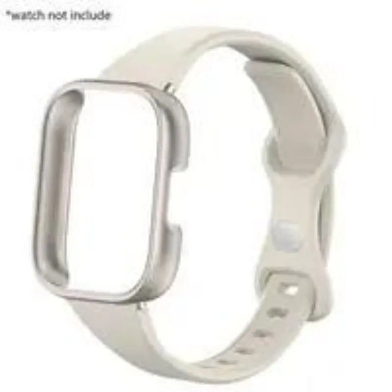 Slim Silicone Strap & Case - Soft Matte Protective Cover Bracelet for Redmi Watch 6/5/4 Active & 5 Lite