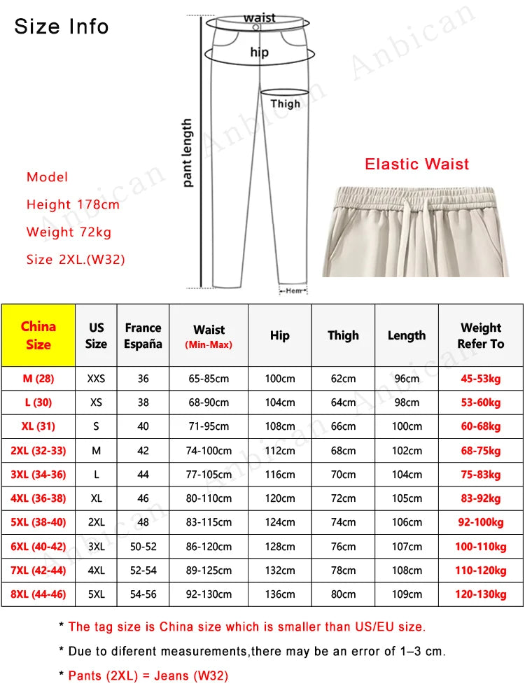 Men’s Wide Leg Cotton Sweatpants – Straight Fit Drawstring Casual Sports Track Pants, Big Size up to 8XL