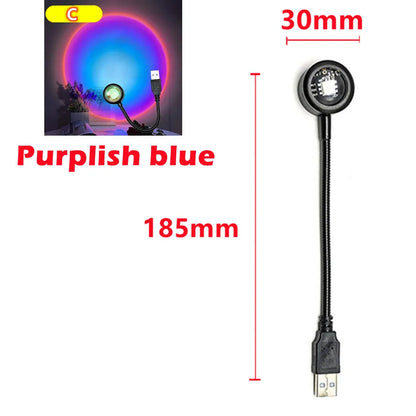 RnnTuu LED USB Sunset Lamp – Portable Mood Light, Home Decor & Photography Projector for Living Room & Wall