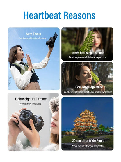 Viltrox AF 20mm F2.8 Full Frame Lens – Ultra Wide-Angle Fisheye for Sony E ZVE10, A7, A7II, A7III, Nikon Z30, Z50