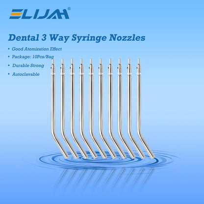 10pcs Stainless Steel Dental Air Triple Syringe – 3-Way Air Water Spray Nozzles for Teeth Whitening