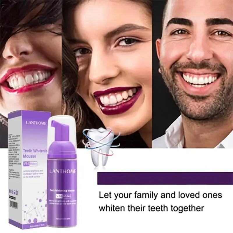 50ML V34 Purple Whitening Toothpaste – Brighten Teeth, Remove Stains & Foam Cleaning for Oral Care