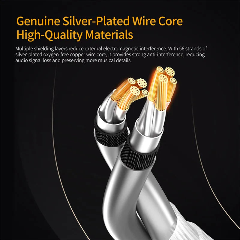 KZ OFC Silver-Plated Earphone Upgrade Cable - Type-C 2PIN Replacement Cable with Optional Microphone