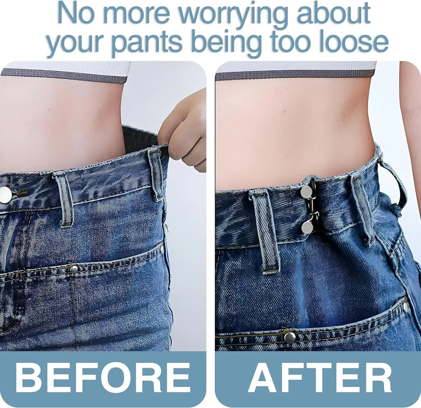 Jeans Button Waist Tightener - Adjustable Pants Button Pins for a Smaller Waist