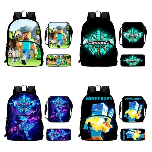 Mini-Craft Kids School Backpack Set — Front Pocket Backpack, Shoulder Bag & Pencil Case for Boys & Girls Ages 5-10