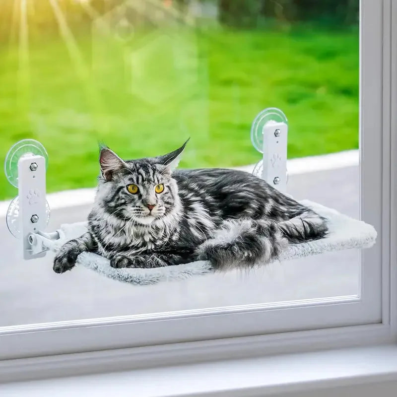 Foldable Cat Window Perch Hammock – Steel Frame Bed with Strong Suction Cups & Removable Cushion