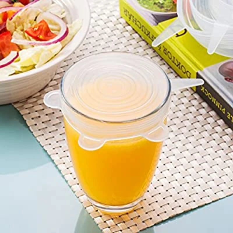 Silicone Stretch Can & Jar Lids (6PCS) – 2.6 Inch Food-Safe Reusable Covers for Yogurt, Bowls & Containers
