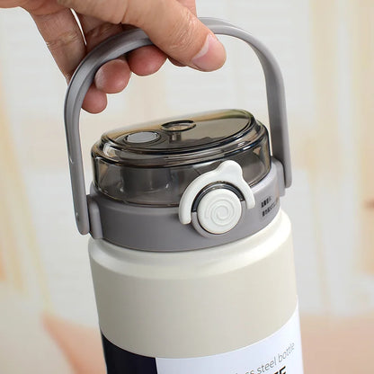 1L/1.2L Stainless Steel Thermal Water Bottle – Vacuum Insulated Thermos Cup with Straw, Hot & Cold Drink Tumbler for Gym & Travel