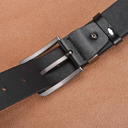 2024 Men’s Genuine Leather Belt – High-Quality Cowskin Casual & Business Buckle Waistband