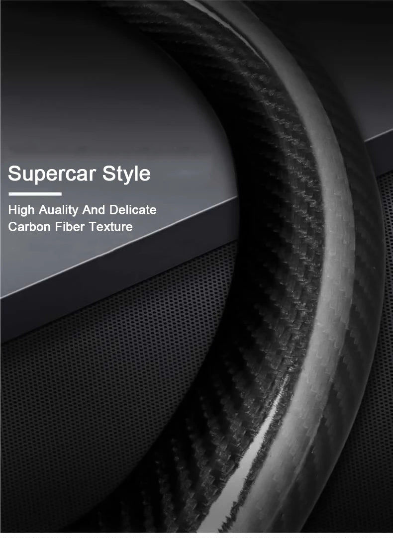 Hyundai Carbon-Fiber Leather Steering Wheel Cover — Fits i20/i30/i40/ix25/ix35/ix55/Elantra/Tucson/Sonata/Solaris/Palisade/Nexo