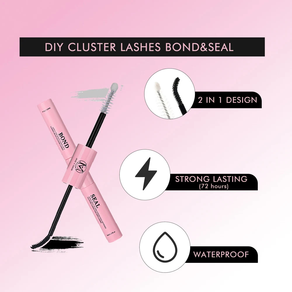 48H Eyelash Glue and Seal for Clusters – Strong Hold, Long-Lasting Lash Adhesive for Extensions