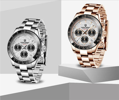 40mm PAGANI DESIGN V2 Men’s Quartz Watch – Sapphire Retro Chronograph Stainless Steel Waterproof