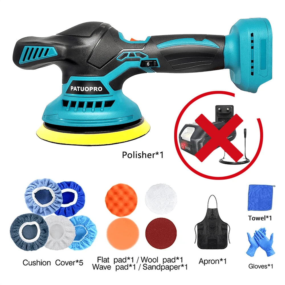150mm Cordless Car Polisher 5000RPM – 6-Speed Rechargeable Electric Rotary Polishing Machine for Makita 18V Battery (Tool Only, No Battery)