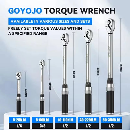 3/8” & 1/4” Torque Wrench | 5-60Nm & 5-25Nm Square Drive Pro Torque Key for Bicycle & Automotive Repair