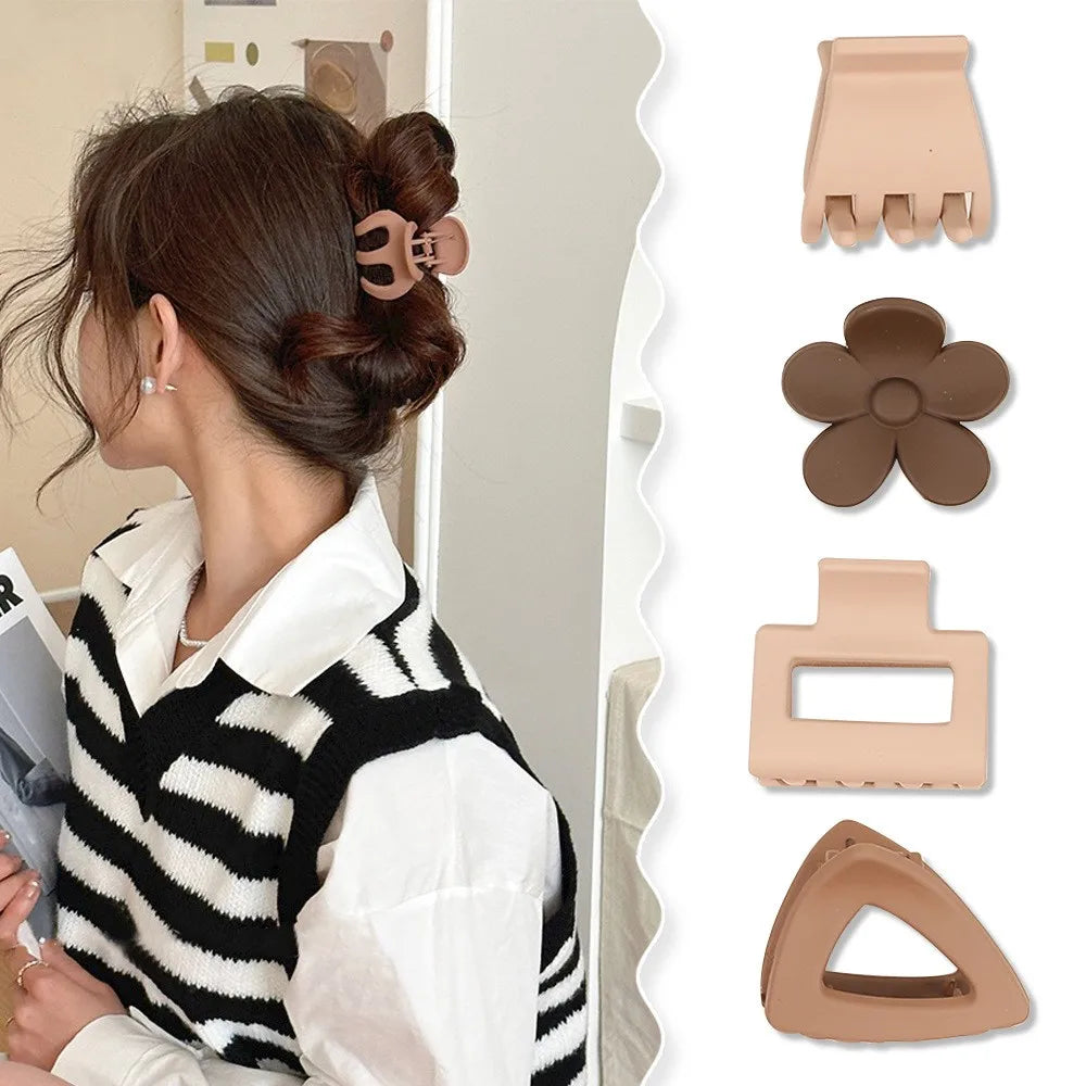 Chic Coffee Color Three-piece Hairpin Set - Frosted Geometric Hair Clips, Barrettes for Women and Girls Hair Accessories Headwear