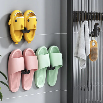 Wall-Mounted Slippers Rack - No Punching, Simple Bathroom Slipper Hook with Drainage, Bedroom Neat Storage and Shoe Drying