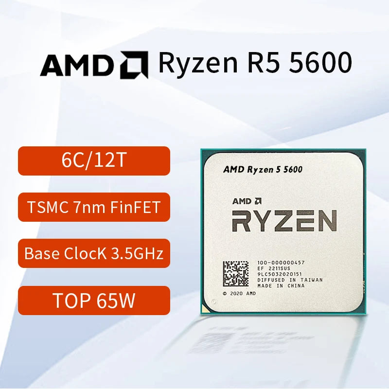 NEW AMD Ryzen 5 5600 – 3.5GHz 6-Core 12-Thread CPU Processor, 7nm, L3=32MB, Socket AM4