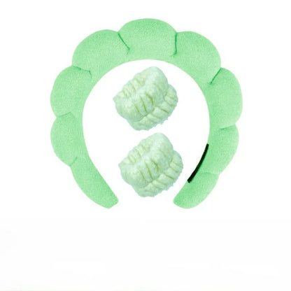 Sponge Spa Headband with Wristbands – Wide Padded Face Washing, Skin Care, Makeup Removal & Shower Headband for Women & Girls