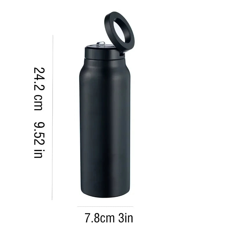 24oz Stainless Steel Insulated Sports Bottle – Vacuum Water Mug with Magnetic Phone Holder, Outdoor Gym Travel Drink Cup