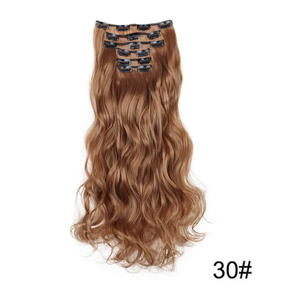 24-Inch 16 Clips-in Hair Extensions – Long Straight Synthetic Blonde & Black Hairpieces, Heat Resistant for Daily Use