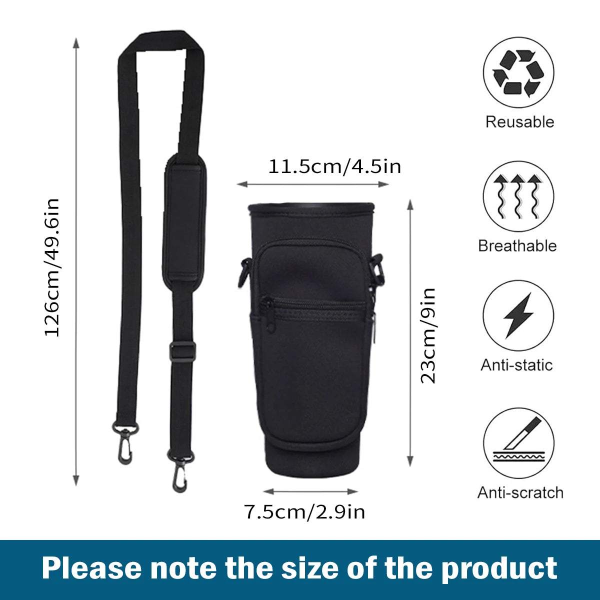 Leeseph Water Bottle Carrier Bag: Adjustable Shoulder Strap Pouch for Stanley 40oz Tumbler with Handle - Convenient Transport Solution