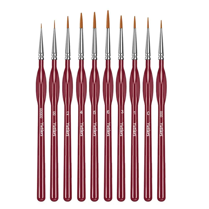 10/11PCS Miniature Paint Brush Set – Detail Tip Brushes with Ergonomic Handle for Acrylic & Oil Painting