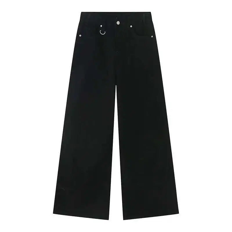 IEFB Men’s Summer Denim Jeans – Washed Blue Straight Loose Wide-Leg Casual Pants