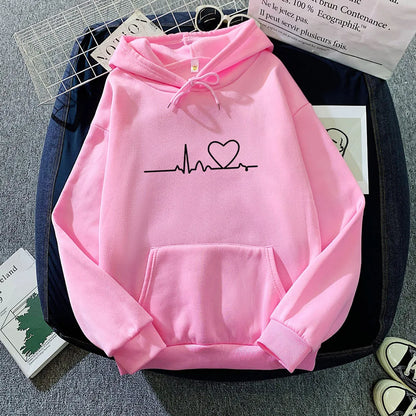 Women's Casual Print Loose Hoodie – Spring Long-Sleeve Harajuku Pullover Sweatshirt, Streetwear Style