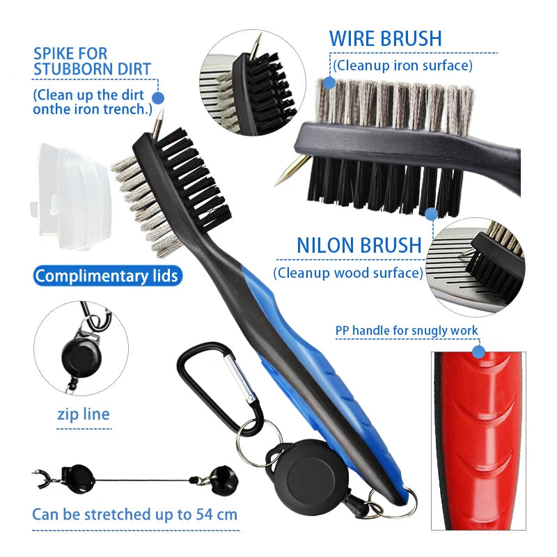 Golf Club Brush – 2-Sided Groove Cleaner Kit for Putter, Wedge & Ball, Golf Accessories