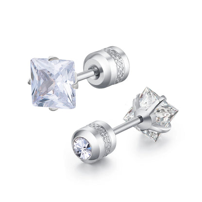 Medical Stainless Steel Crystal Zircon Ear Studs – Hypoallergenic Tragus & Cartilage Screw Piercing Earrings Jewelry
