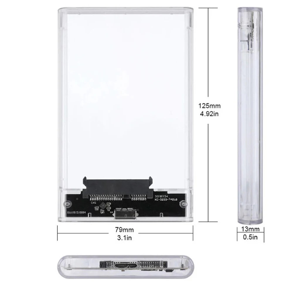 USB 3.0 2.5 Inch HDD Enclosure - SATA SSD Hard Drive Case with 5Gbps Transfer Speed, External Housing with Cable