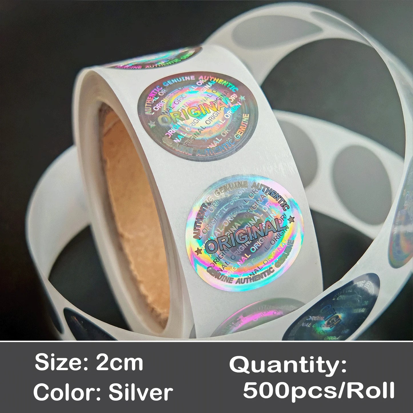 500pcs Hologram Tamper-Proof Stickers - Genuine Security Warranty Void Sealing Labels 15mm