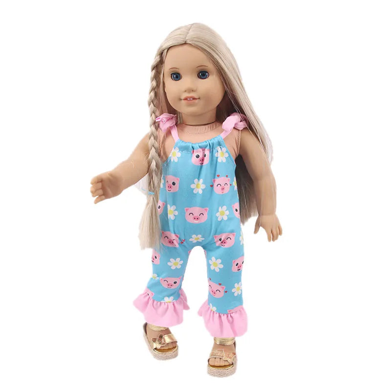 4-Piece Doll Clothes Set – Daily Pretty Dresses, Top & Pants for 43cm Born Baby Dolls & 18-Inch American Dolls, Festival Gift for Girls